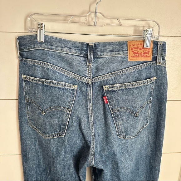 LEVIS Low Pro 30 woman Distressed blue cotton bohemian denim high rise jean - Picture 11 of 13